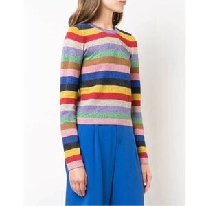 NWT Alice + Olivia Rhodes metallic striped rainbow sweater, XS